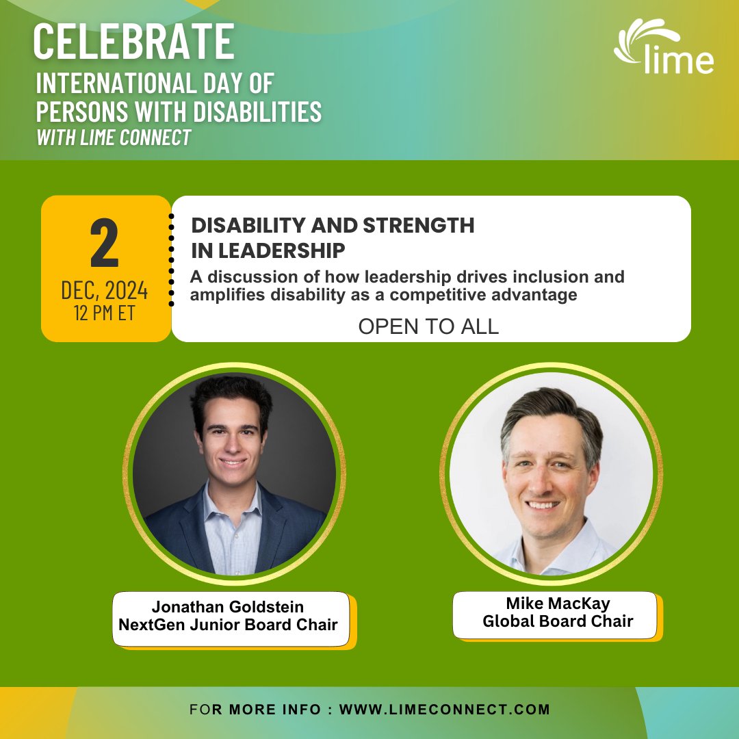 Tomorrow, we will honor the International Day of Persons with Disabilities! Don’t miss the discussion on Disability and Strength in Leadership! Everyone is welcome!

To sign up, visit
Link: ow.ly/W6PC50UfwYU