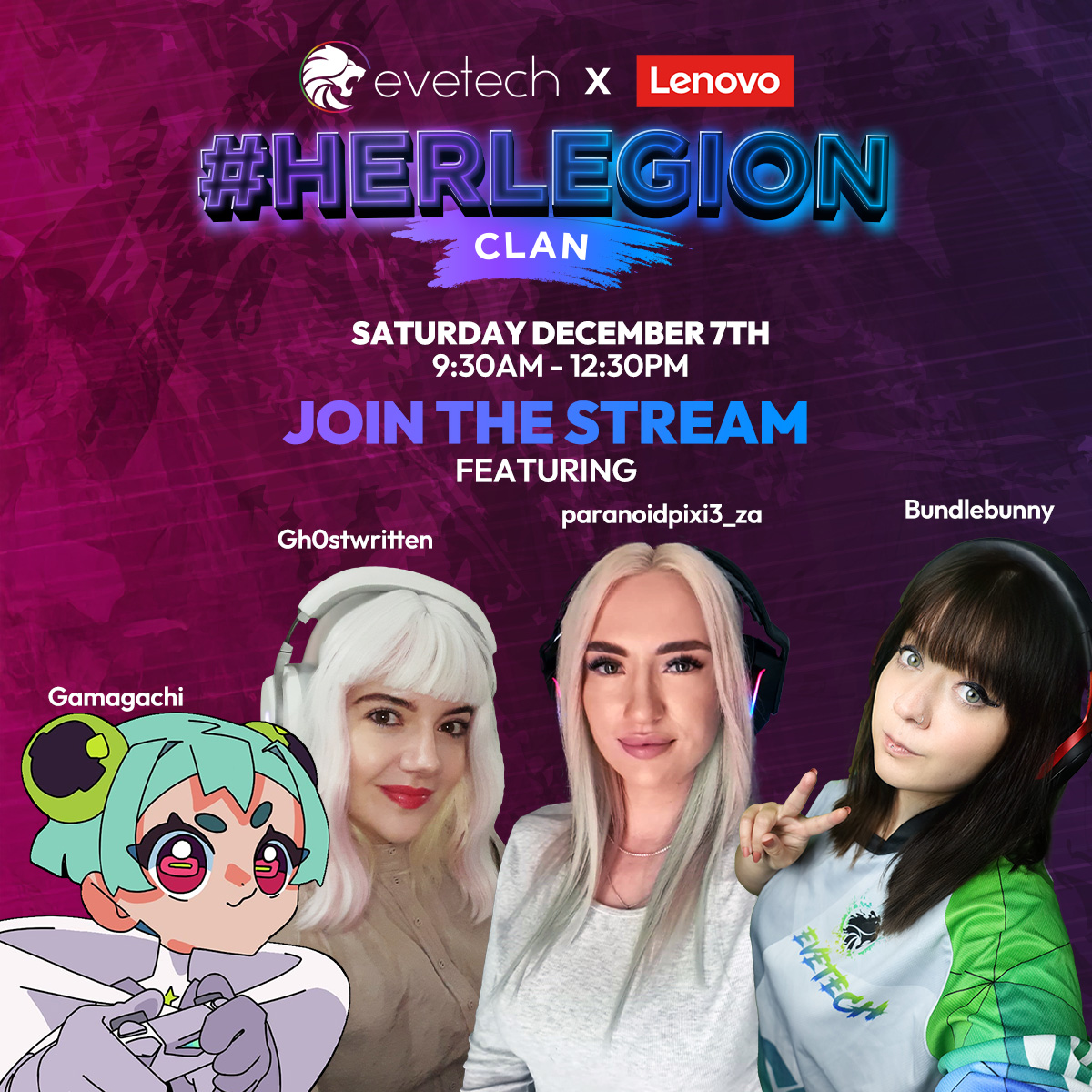 Ghostwritten (@gh0stwritten) on Twitter photo 😎Get ready to level up your Saturday! Join <a href="/bundle_bunny23/">BundleBunny</a> ,<a href="/Gamagachi/">💖🐸Gama!🐸💖(@gamagachi.bsky.social)</a> , <a href="/ParanoidPixi3/">ParanoidPixi3</a> and <a href="/gh0stwritten/">Ghostwritten</a> for a fun-filled gaming stream. Let's celebrate women in gaming and the power of teamwork!
👉Register now and stand a chance to win exclusive Lenovo Legion merch. 😎Get ready to level up your Saturday! Join <a href="/bundle_bunny23/">BundleBunny</a> ,<a href="/Gamagachi/">💖🐸Gama!🐸💖(@gamagachi.bsky.social)</a> , <a href="/ParanoidPixi3/">ParanoidPixi3</a> and <a href="/gh0stwritten/">Ghostwritten</a> for a fun-filled gaming stream. Let's celebrate women in gaming and the power of teamwork!
👉Register now and stand a chance to win exclusive Lenovo Legion merch.