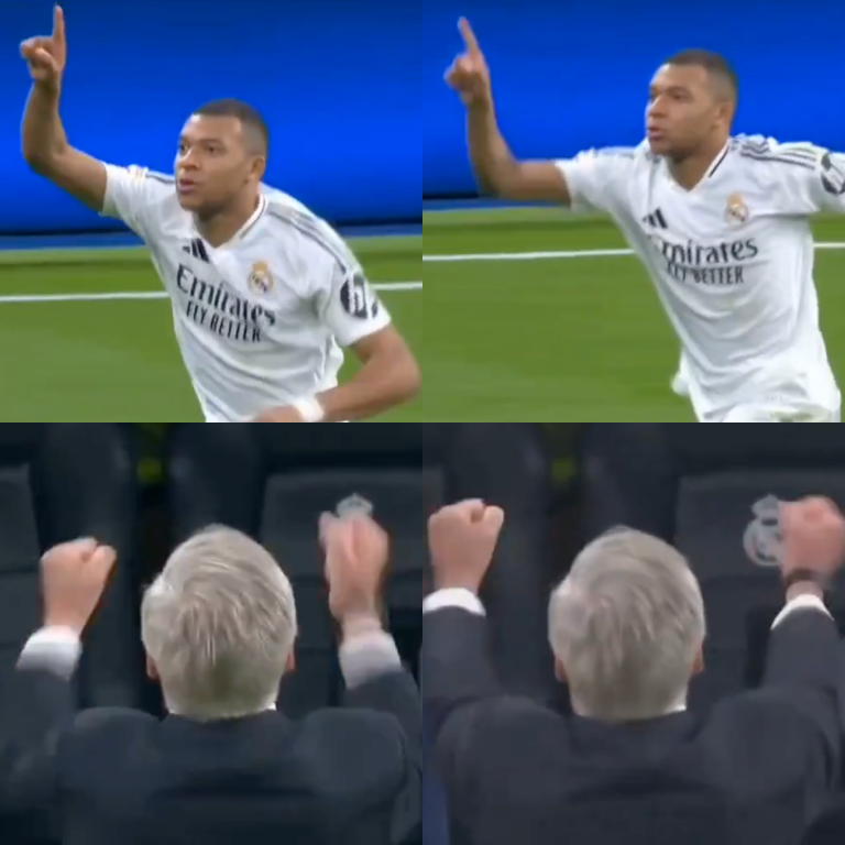 InvictosSomos's tweet photo. ¿Qué tanto se grito el gol de Kylian Mbappé en el madridismo? El festejo de Carlo Ancelotti lo dice absolutamente todo. Carletto sabía perfectamente lo importante que era que Kiki marcara hoy. DESAHOGO TOTAL.