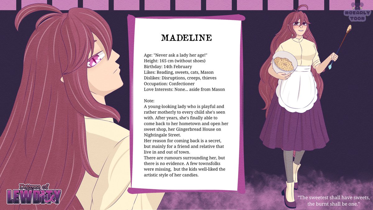MToonyBear's tweet photo. #DegreesofLewdity #DoL #DoLNPC 
"She's quite a fascinating enigma. Though, I do enjoy her creations. Izumi and I enjoy her macarons. It suited our taste from flavor to texture. It's as if she's been making it for us for a long time. Also, quite affordable." - Wynn https://t.co/OHZoUaJBDS