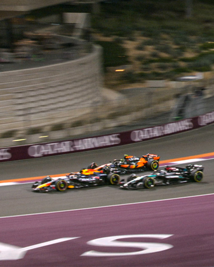 autosport's tweet photo. Max reportedly told George he would get his place back at turn one after meeting with the stewards late last night.

Max into turn one... https://t.co/7GO77iBJau