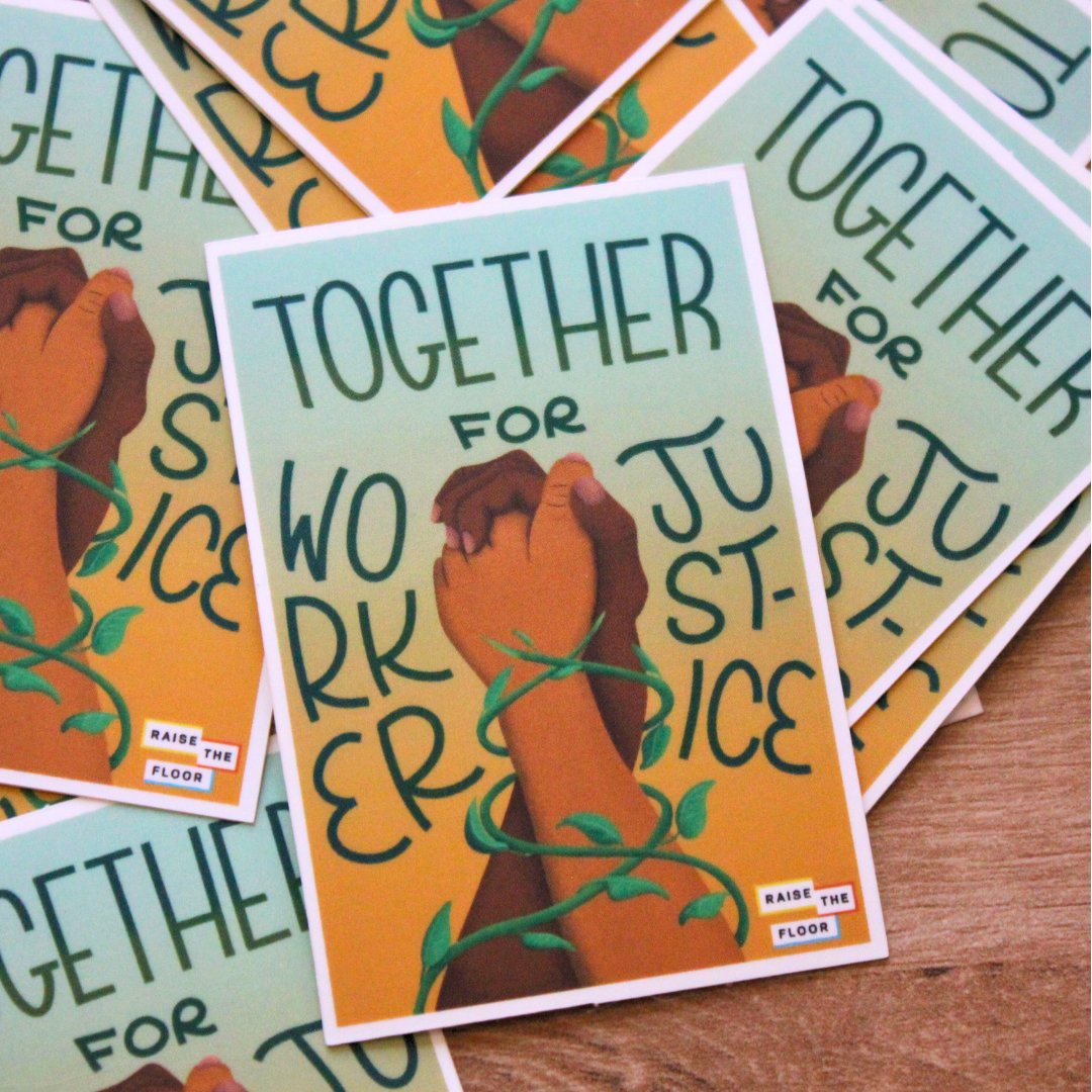 RaiseTheFloor's tweet photo. When you donate to support us this month, you’ll receive an exclusive sticker to show off your solidarity. Whether it’s on your laptop, water bottle, or notebook, this sticker is a reminder of the movement you’re helping to build with us! 

Donate here: https://t.co/TtUwk92q2o https://t.co/gLMzcr9GXD