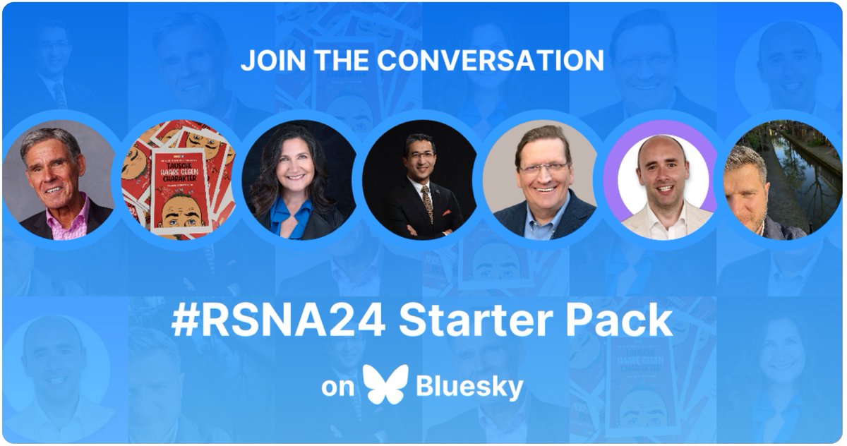 THE #RSNA24 STARTER PACK HAS ARRIVED!   

The largest medical conference in the world deserves its very own #StarterPack on #BlueSky.🚀

Find me, and many others there, and discover why the sky is bluer on the other side. 

☑️ go.bsky.app/RqNV61R
