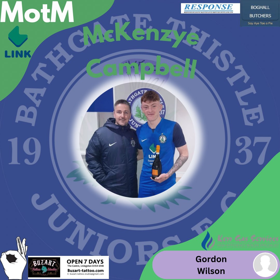Yesterday’s Man Of The Match was <a href="/McKenzye2006/">McKenzye Campbell 🏴󠁧󠁢󠁳󠁣󠁴󠁿</a> 

McKenzye is sponsored by <a href="/GordonWilson88/">Gordon John Wilson</a>