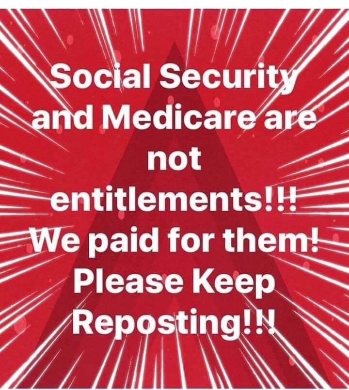 TheDividedStat3's tweet photo. Fact: MANY Magas rely on Social Security too.

Republicans think it’s unnecessary. https://t.co/cCZz2XqMuh