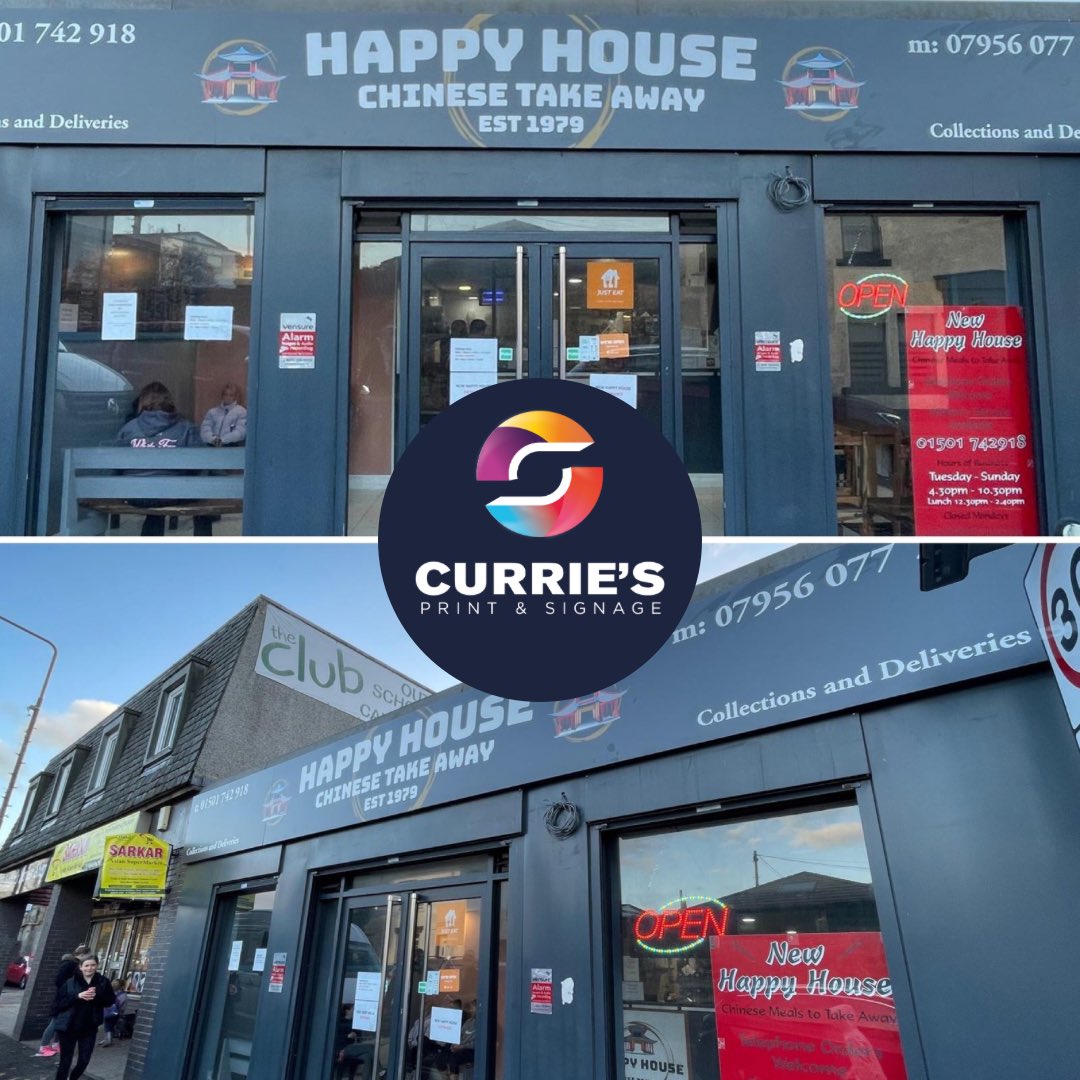 curries_print's tweet image. New 8m long signage for Happy House Chinese Takeaway in Whitburn. Straight to substrate printing on ACM sign tray with Matt lamination. 

Email - sales@curriesprint.co.uk 

#signwriting #signwriter #chinesefood #chinesetakeaway #westlothian #businessowner #signdesign
