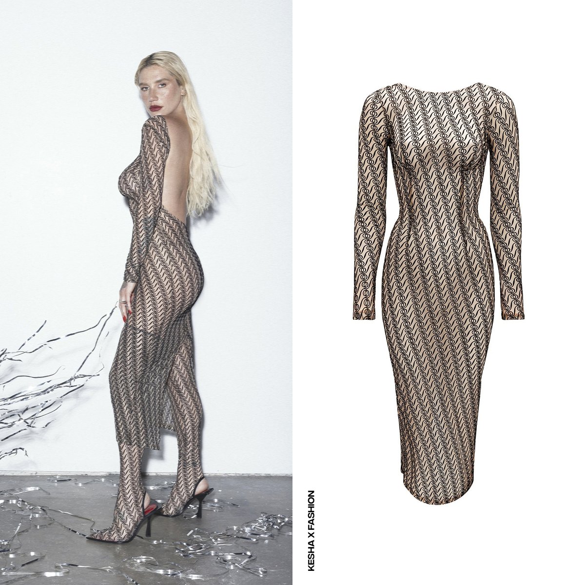 KeshaXFashion's tweet photo. Next, Kesha wore the "Candice" dress in nude and matching stay-up monogram boots from #GodSaveQueens' Spring/Summer 2024 collection, which she paired with @MIUMIUofficial metal sunglasses. https://t.co/6ReXUoNy7A