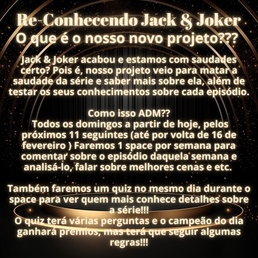 YinwarBrasil's tweet photo. SE LIGA NO NOSSO NOVO PROJETO!!!
Re-Conhecendo Jack&Joker!!!

Vamos nos reunir todos os domingos a partir de hoje, para falar sobre a série e comentar 1 episódio todo domingo!!!!

A ideia é matar a saudade e preencher o vazio que a série deixou!!!

Participe dos nossos Spaces todos os domingos as 20h!!!!

COMEÇA HOJE!!!

#ReConhecendoJJYWBr @PromMarkBrasil 
#JACKANDJOKER
#YWPB #yinyin_anw #warwanarat #prompayy #MSIWAT #bonnadol #yinwar #yinwarbr #prommark #prommarkbr