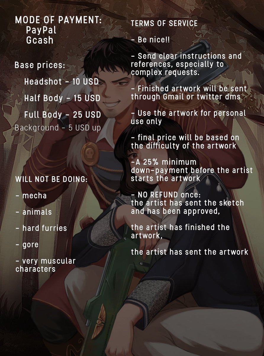 Verralynn's tweet photo. Might as well just post this here too

I am open for art commissions! Dm for more samples, and if interested.

Retweets are highly appreciated🤝 https://t.co/NToVSujgAJ