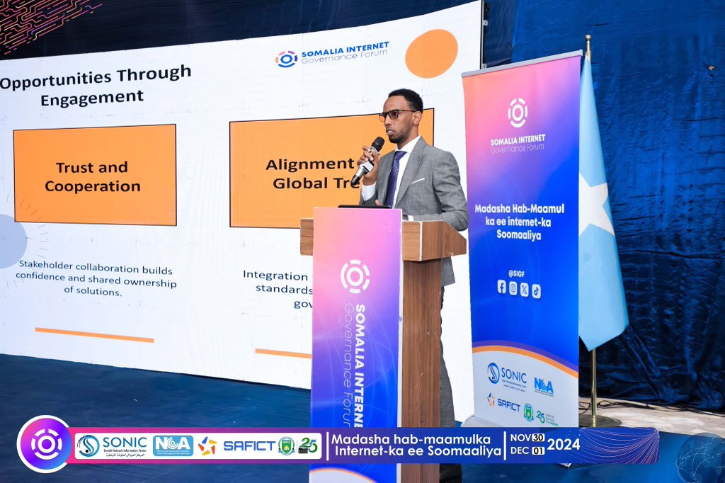 mrmohdek's tweet photo. Delivered a presentation today at @SIGF252 , focusing on the critical role of multi-stakeholder engagement in strengthening Somalia’s Internet Governance. Building a collaborative and inclusive digital future requires shared commitment and action.
#SIGF #IGF
#InternetGovernance https://t.co/Njblv0EhIF