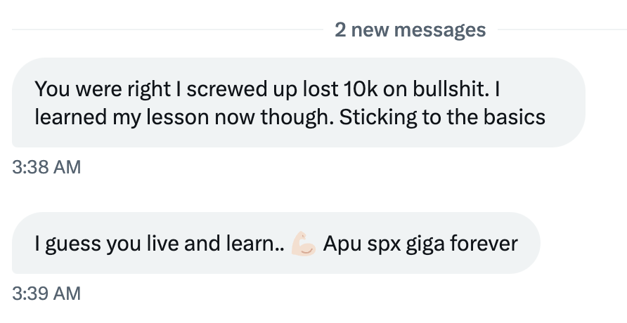 MustStopMurad's tweet photo. Most of you have 2 choices:

1. Lose money 3-4 times then come back to Holding Cults for the long-term

2. Join Cults straight away skipping the expensive lessons

The choice is yours. https://t.co/xb0GXOgrYf