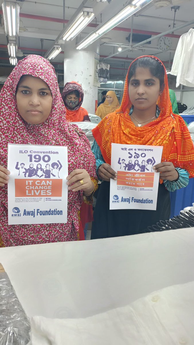 Awaj_fdn's tweet photo. In this #16daysofActivism2024 we're campaigning for the BD government to #ratifyILOC190 recognizing the right to workplaces free of violence & ensuring dignity & respect at workplace. https://t.co/yyF0W4wUuD