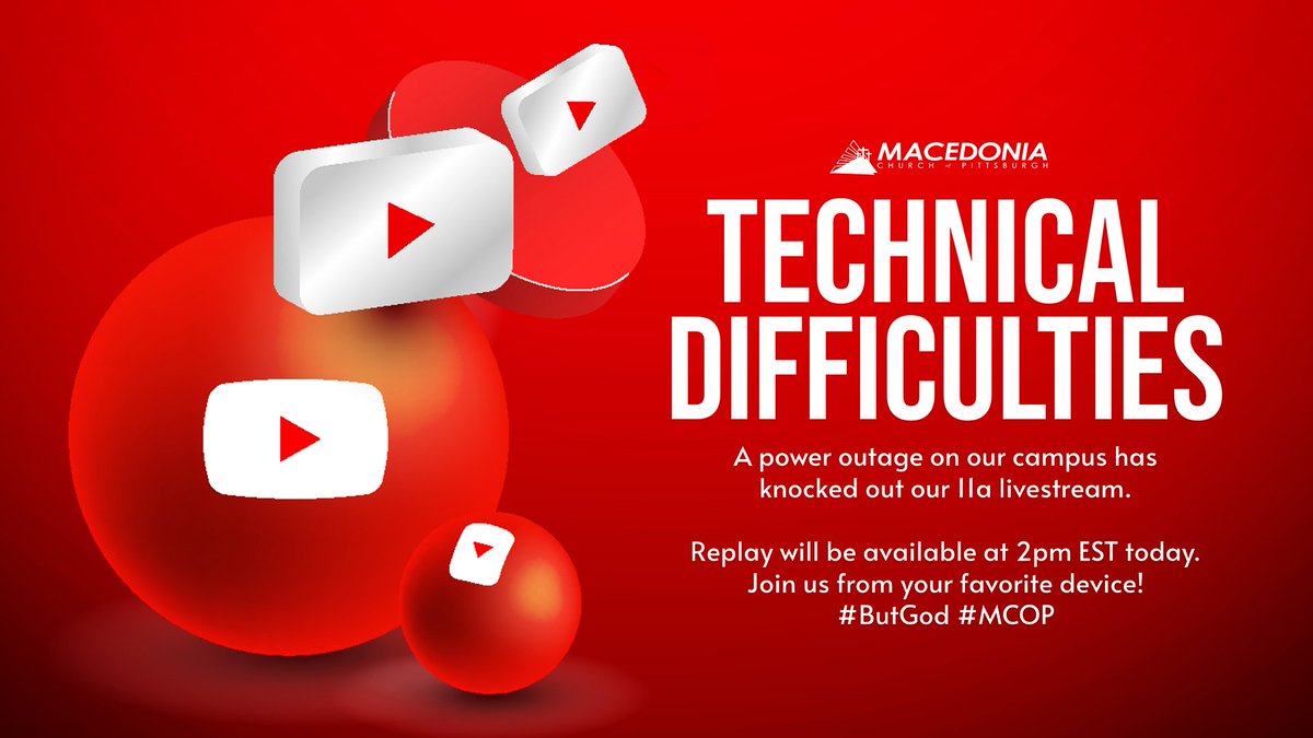 ❗️Our LIVE STREAM for our 11a encounter has been knocked out due to a power outage on our campus. We will replay today at 2p EST. #ButGod #MCOP
