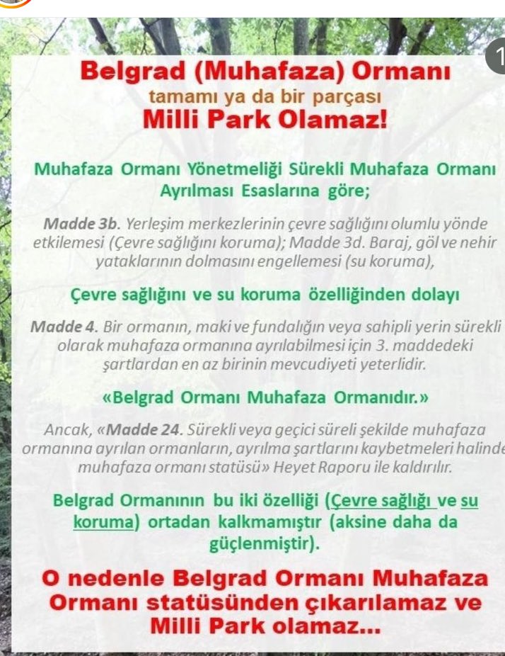 Bilim İnsanı Sayın Ünal Akkemik  hocamız, Belgrad Ormanı’nın milli park olamayacağını ifade ediyor. Ormanlarımızı parka dönüştürmek yerine, atıl durumda olan ve mezbelelik halindeki alanları park olarak düzenlemeyi düşünmek daha doğru olmaz mı?
Yasalara uyunuz❗️
#ünalakkemik