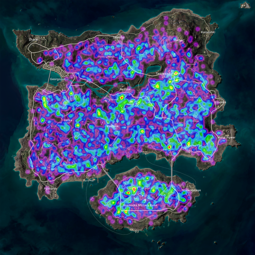 Erangel / Phase 4-7 / 3k / Circle Heatmap