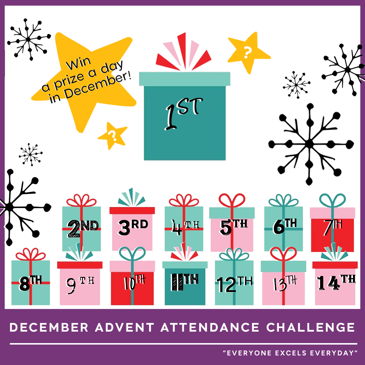On the first day of Christmas, Hollingworth Academy gave to me… 🎄🎁❓ If you're in school tomorrow, you could WIN a prize in our December Advent Attendance Challenge! 🏆🎅 <a href="/WCSQM/">World Class Schools Quality Mark</a> #raisingrochdale #worldclass #everyoneexcelseveryday