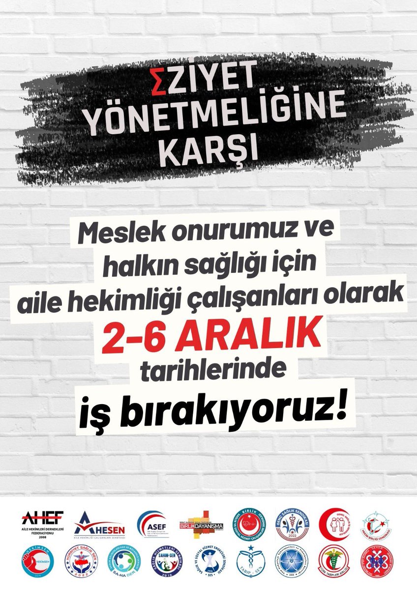 AHESEN (@ahesenorgtr) on Twitter photo Kendi halkının sağlık ihtiyaçlarını görmeyen;
Sağlık Sisteminin bel kemiği Aile Hekimliğinin sesini duymayan Bakanlık
#EziyetteBirinci
<a href="/AHEF2008/">AHEF</a>
<a href="/asef_tasef/">Asef Tasef</a>
<a href="/ttborgtr/">Türk Tabipleri Birliği</a> <a href="/TtbAhk/">TTB Aile Hekimliği Kolu TTB-AHEK</a>
<a href="/AileHekimligi/">TAHUD</a>
<a href="/dayanismasen/">Birlik ve Dayanışma Sendikası</a>
<a href="/genelsaglikis/">Genel Sağlık-İş Genel Merkez</a>
<a href="/hursagliksen/">Hürriyet Sağlık-Sen</a>
<a href="/Sahimsen_/">sahim-sen</a>
<a href="/BirlikSaglikSen/">BİRLİK SAĞLIK SEN GENEL MERKEZ</a> Kendi halkının sağlık ihtiyaçlarını görmeyen;
Sağlık Sisteminin bel kemiği Aile Hekimliğinin sesini duymayan Bakanlık
#EziyetteBirinci
<a href="/AHEF2008/">AHEF</a>
<a href="/asef_tasef/">Asef Tasef</a>
<a href="/ttborgtr/">Türk Tabipleri Birliği</a> <a href="/TtbAhk/">TTB Aile Hekimliği Kolu TTB-AHEK</a>
<a href="/AileHekimligi/">TAHUD</a>
<a href="/dayanismasen/">Birlik ve Dayanışma Sendikası</a>
<a href="/genelsaglikis/">Genel Sağlık-İş Genel Merkez</a>
<a href="/hursagliksen/">Hürriyet Sağlık-Sen</a>
<a href="/Sahimsen_/">sahim-sen</a>
<a href="/BirlikSaglikSen/">BİRLİK SAĞLIK SEN GENEL MERKEZ</a>