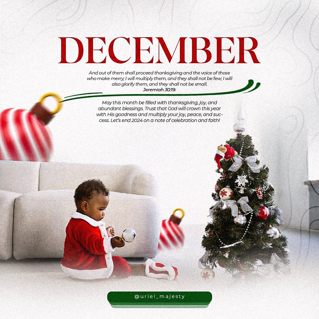 Happy New Month to you Dearly Beloved 🤗 May God crown our year with goodness.. 🎉🎉🎊👑
.
.
.
#newmonth #december #endofyear #graphicdesign #graphicdesign #celebration #creatives #designer