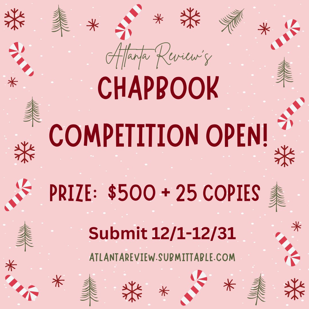 Submit your beautiful, odd, and wonderful chapbooks to our contest!  $25 entrance fee includes a copy of the winning chapbook!  See guidelines at altantareview.com or submit at atlantareview.submittable.com!