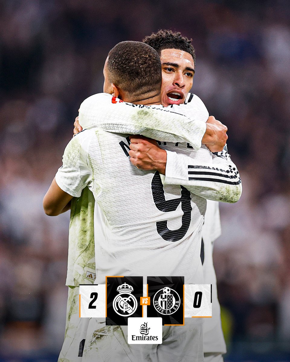 Real Madrid C.F. (@realmadrid) on Twitter photo 🏁 @RealMadrid 2-0 <a href="/GetafeCF/">Getafe C.F.</a>
⚽ 30' <a href="/BellinghamJude/">Jude Bellingham</a> (p)
⚽ 38' <a href="/KMbappe/">Kylian Mbappé</a>
#RealMadridGetafe | <a href="/emirates/">Emirates</a> 🏁 @RealMadrid 2-0 <a href="/GetafeCF/">Getafe C.F.</a>
⚽ 30' <a href="/BellinghamJude/">Jude Bellingham</a> (p)
⚽ 38' <a href="/KMbappe/">Kylian Mbappé</a>
#RealMadridGetafe | <a href="/emirates/">Emirates</a>