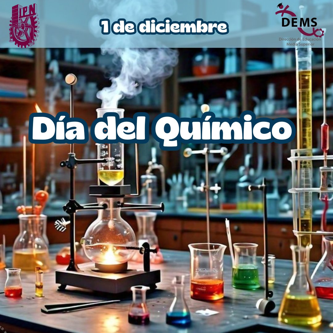 dems_ipn's tweet photo. Celebramos el #díadelquímico para reconocer y destacar la labor de los profesionales de la #química en áreas como la investigación, industria, docencia e innovación, sin olvidar que la química desempeña un papel crucial en el desarrollo científico, tecnológico e industrial👩🏻‍🔬🧪⚗️ https://t.co/Vq3AKvp2fi