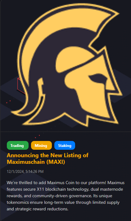 MiningPowerX's tweet photo. 🔥New Coin Added🔥
⚡️Maximus⚡️
Get your share node on : https://t.co/Rp7elvvNvs
#x11 #masternodes #mining #sharenodes @MaximusChain #MAXI https://t.co/B5qJictAd2