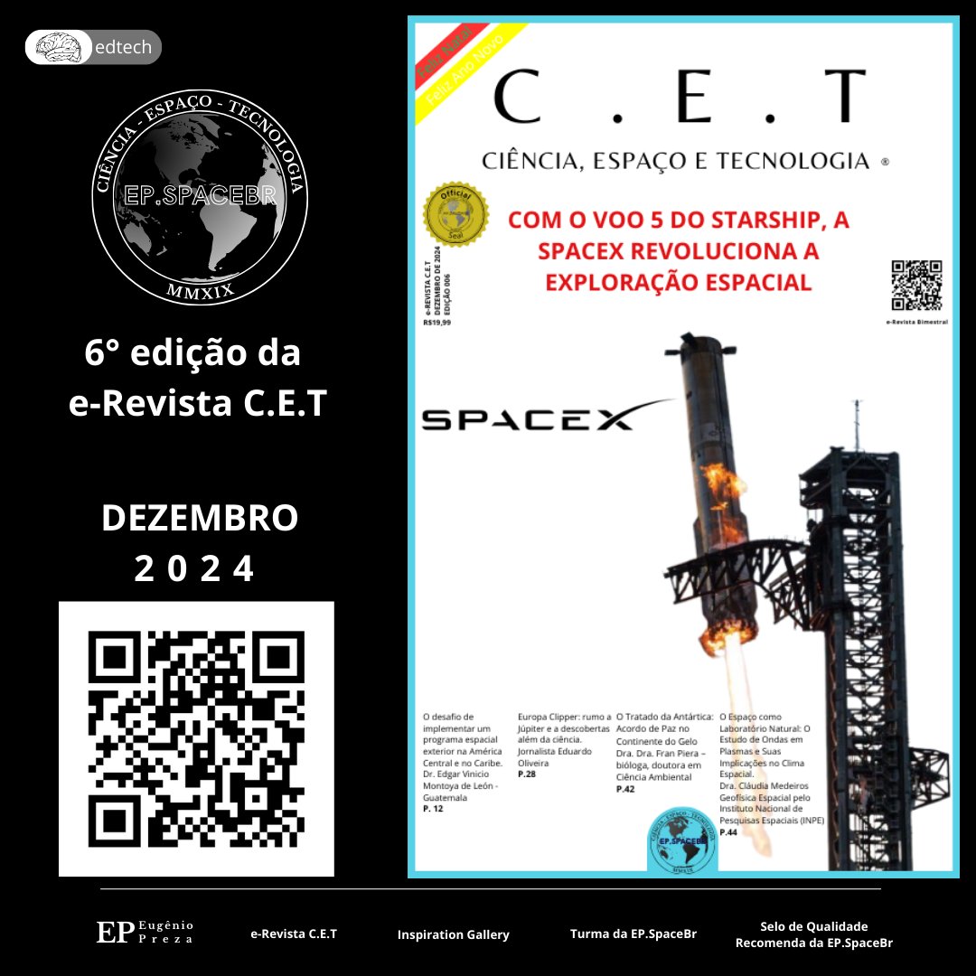 EpSpacebr's tweet photo. O mês de Dezembro de 2024 chegou.
Anuncio com grande satisfação a 6° edição da e-Revista C.E.T
Segue o link:
https://t.co/VFSWC4GVeC
.
.
.
#edtch #educação #EPSpaceBr https://t.co/GBrB8FrzeC