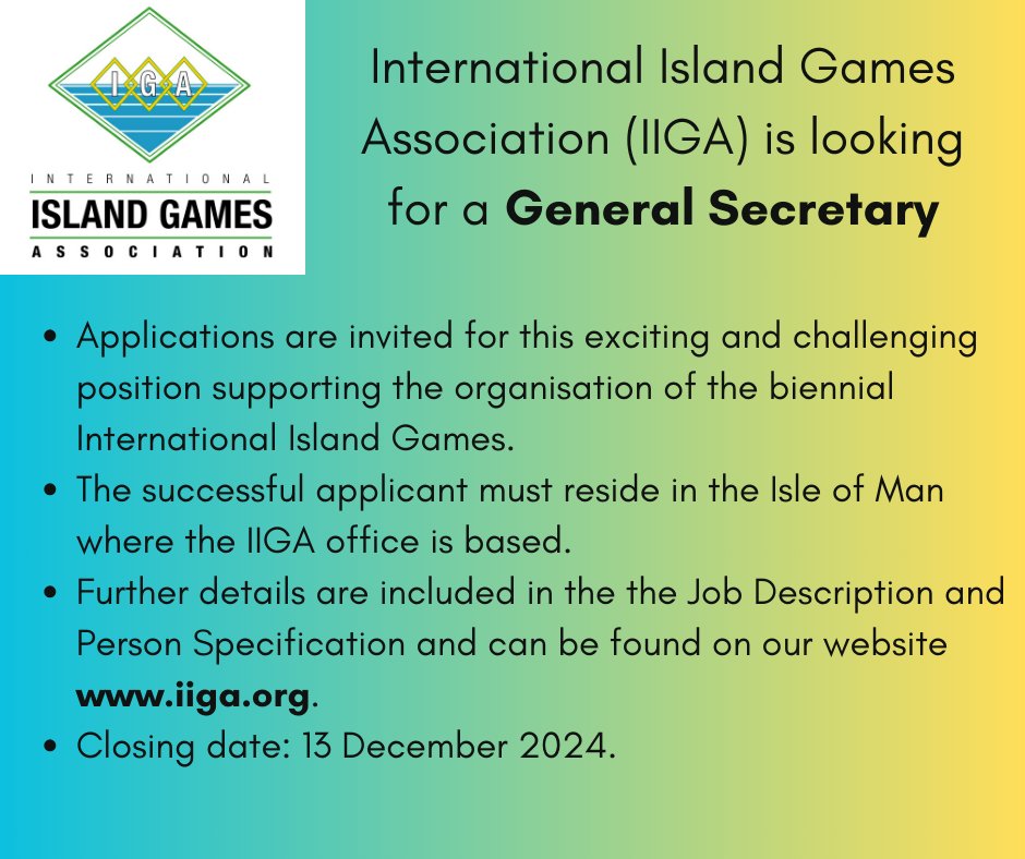 The IIGA is looking for a General Secetary.
Further details, including Job Description and Person Specification, can be found on the IIGA website iiga.org.