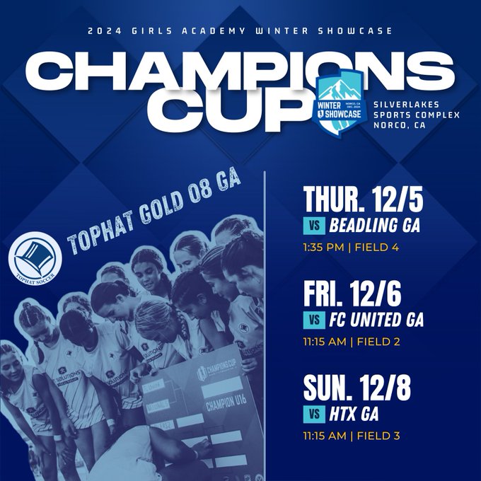 Nicole Noorbehesht #11 ⚽🎩 U17 Tophat Gold ⭐ (@noorbehesht11) on Twitter photo Almost time for Champions Cup in Norco, CA! 🚨 I'll be playing on Dec 5, 6, & 8. Schedule is below⤵️ <a href="/ImYouthSoccer/">ECNL/GA/Recruiting/College Soccer</a> <a href="/ImCollegeSoccer/">College Soccer Truth ™</a>
<a href="/TopDrawerSoccer/">TopDrawerSoccer</a> <a href="/PrepSoccer/">Prep Soccer ⚽️</a> <a href="/TheSoccerWire/">SoccerWire</a>
<a href="/mattsmithsoccer/">Matt Smith</a> <a href="/VicOlorunfemi10/">Victor Olorunfemi</a> Almost time for Champions Cup in Norco, CA! 🚨 I'll be playing on Dec 5, 6, & 8. Schedule is below⤵️ <a href="/ImYouthSoccer/">ECNL/GA/Recruiting/College Soccer</a> <a href="/ImCollegeSoccer/">College Soccer Truth ™</a>
<a href="/TopDrawerSoccer/">TopDrawerSoccer</a> <a href="/PrepSoccer/">Prep Soccer ⚽️</a> <a href="/TheSoccerWire/">SoccerWire</a>
<a href="/mattsmithsoccer/">Matt Smith</a> <a href="/VicOlorunfemi10/">Victor Olorunfemi</a>