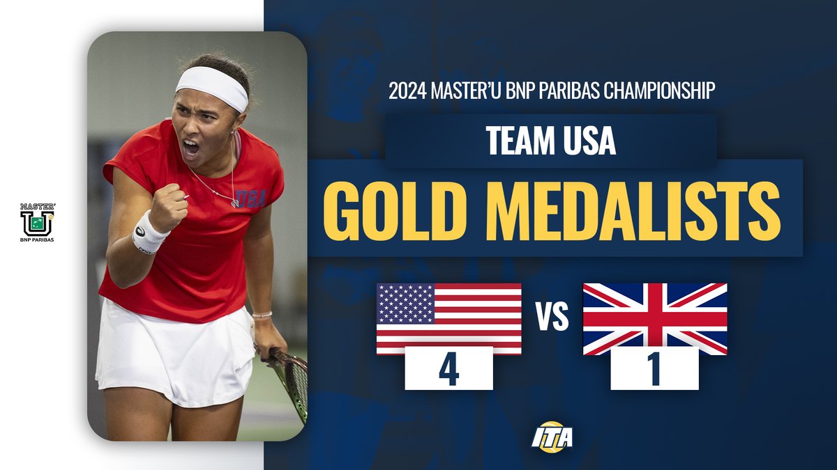 ITA_Tennis's tweet photo. 🥇 Taking Home Gold 🥇

Team USA has won gold at the Master'U BNP Paribas Championship for the fifth straight year!

#WeAreCollegeTennis x @masterubnpp https://t.co/ZePdNf3f57