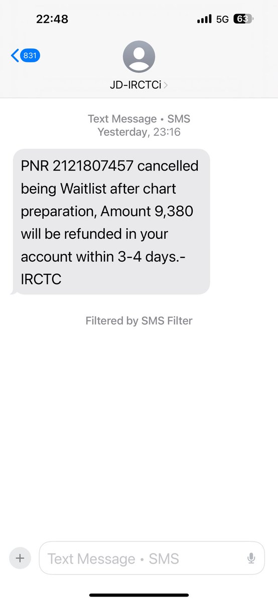 deepkumar_us's tweet photo. @IRCTCofficial @AshwiniVaishnaw @RailMinIndia 

Dear Sir,
I have done booking for AC 2Tier from Agra to Secunderabad and it was on waiting list. And it got cancelled due to non confirmation.
My surprise that refund was done only for ₹9380 whereas I paid ₹9675.40.
#IRCTC https://t.co/tletdsx0mp