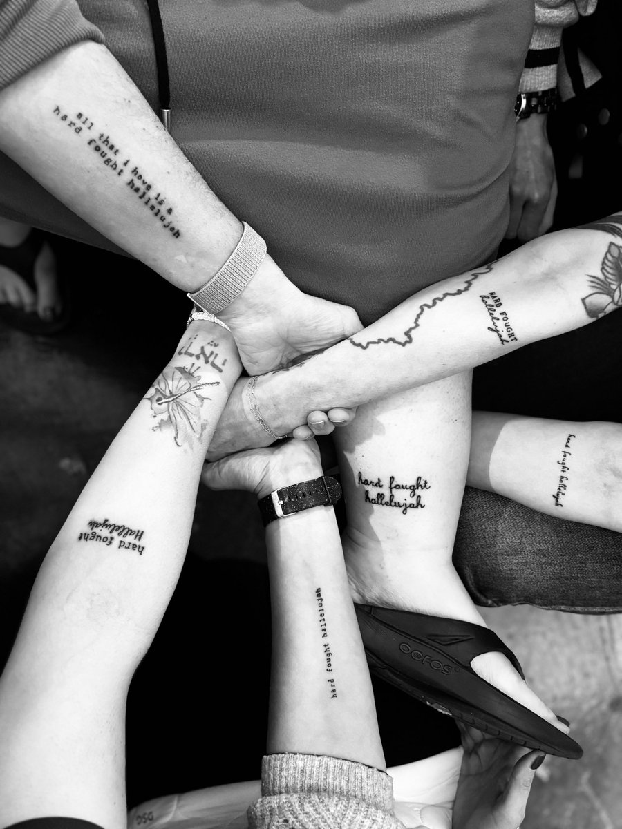 anglblver's tweet photo. @brandonlake my tribe all got tattoos last week. Because we’ve all fought hard to raise our hallelujahs and even more so Christ fought for our hallelujahs in the grave. So grateful for His unfailing love and provision in every single battle. #jesus #hallelujah 🙌🏼 https://t.co/DvUdLI1w1G