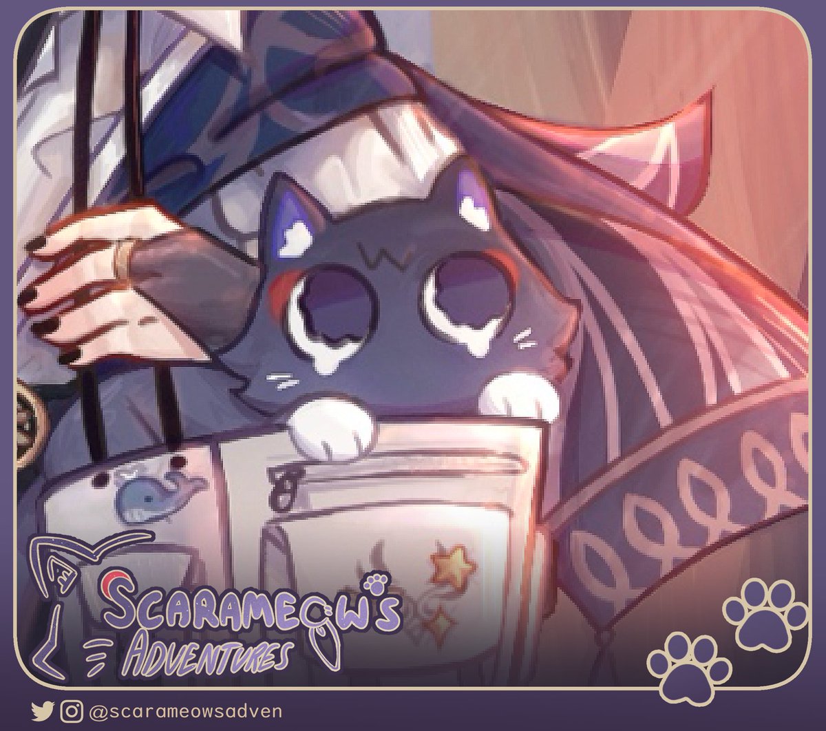 ghosttaal's tweet image. hey everyone !! here’s a little preview for my piece for @scarameowsadven ! the shop will be opening in 5 DAYS! stay tuned &amp;lt;3
#原神 #genshinimpact #scaramouche #wanderer #scarameow