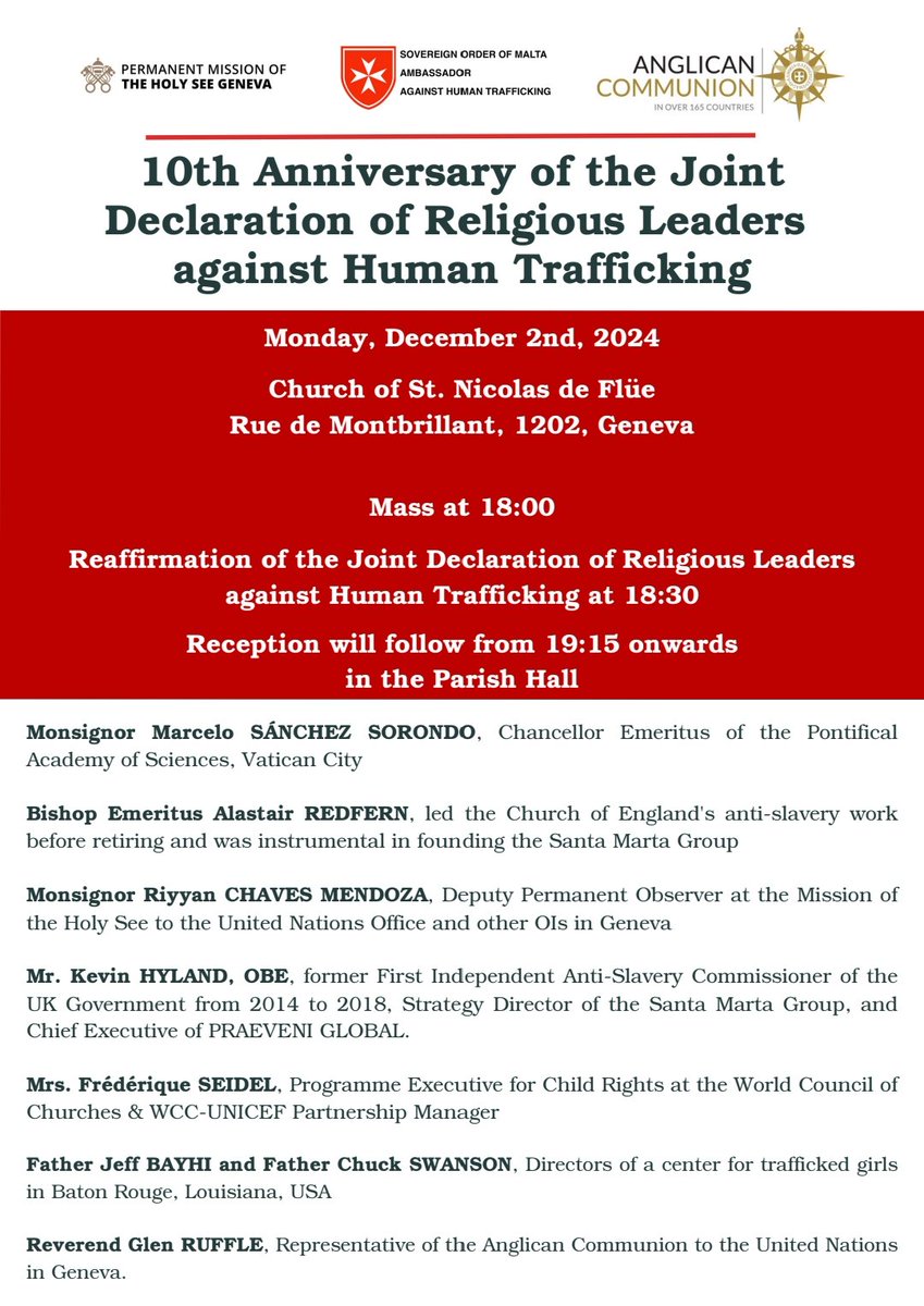 Pleased to be in #Geneva to acknowledge a major agreement led by <a href="/Pontifex/">Pope Leo XIV</a> in 2014 at the #Vaticano. Efforts to fight this scourge need to be multiplied and mobilised across the world.
<a href="/orderofmalta/">Order of Malta</a> <a href="/OrderofMaltaIRL/">Order of Malta Ireland</a> <a href="/OrderofMaltaUN/">Sovereign Order of Malta UNHQ</a> <a href="/orderofmaltaGB/">Order of Malta Great Britain</a> <a href="/The_Tablet/">The Tablet</a> <a href="/arisefdn/">Arise</a>