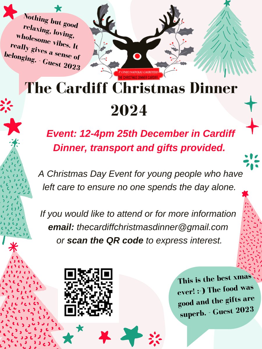 If you are a young person from Cardiff (and the surrounding areas) who has been in care and you don't have plans for Christmas Day, please see the poster below.