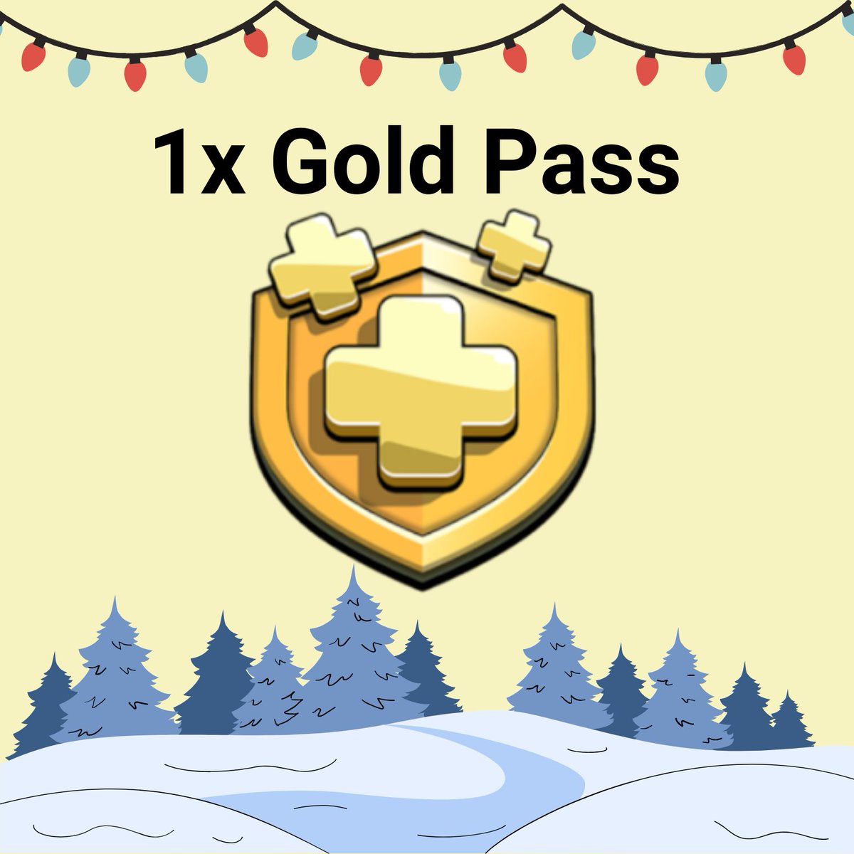 🎅✨ Day 1 of Clashmas is here! We’re kicking things off with a GOLD PASS GIVEAWAY! 🎁💛

⏰ You have 24 hours to enter! Here’s how:
1️⃣ Follow us
2️⃣ Like this post
3️⃣ Retweet this post

Winner announced tomorrow!🎄⚔️

❤️ Creator Code : ClashKing link.clashofclans.com/en/?action=Sup…
Thanks for