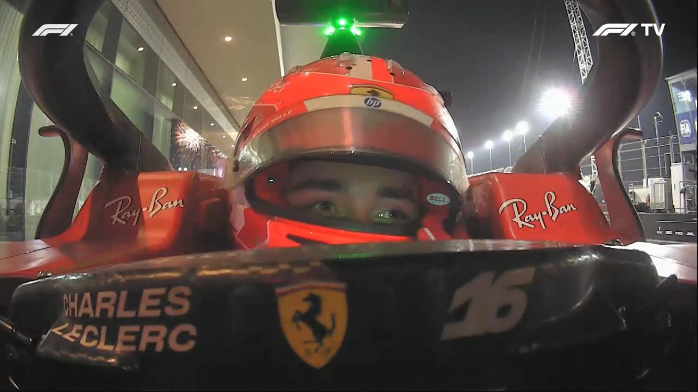 Charles Leclerc onboard in Qatar