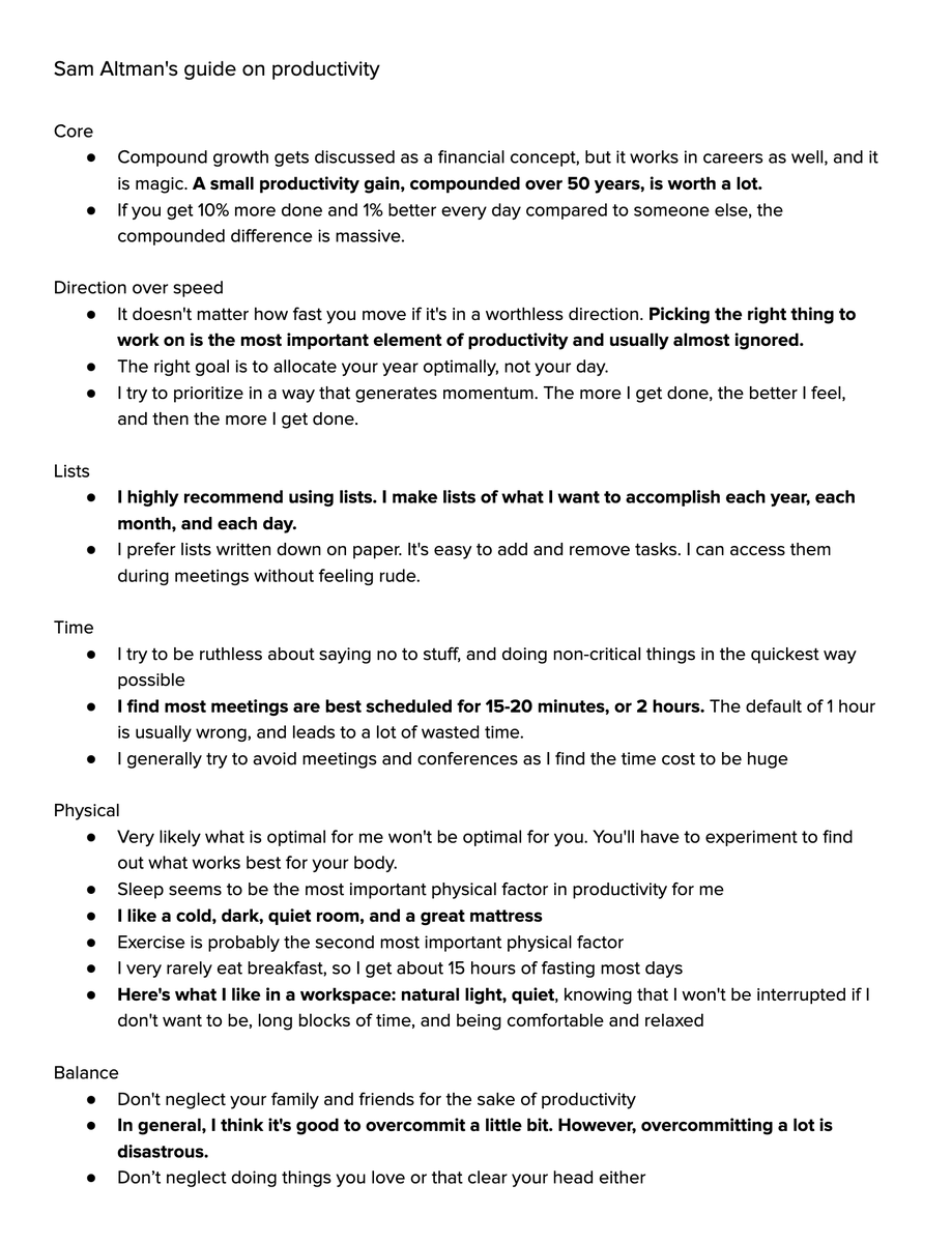 benln's tweet photo. Sam Altman's guide on productivity: https://t.co/GlPJ10k8IH