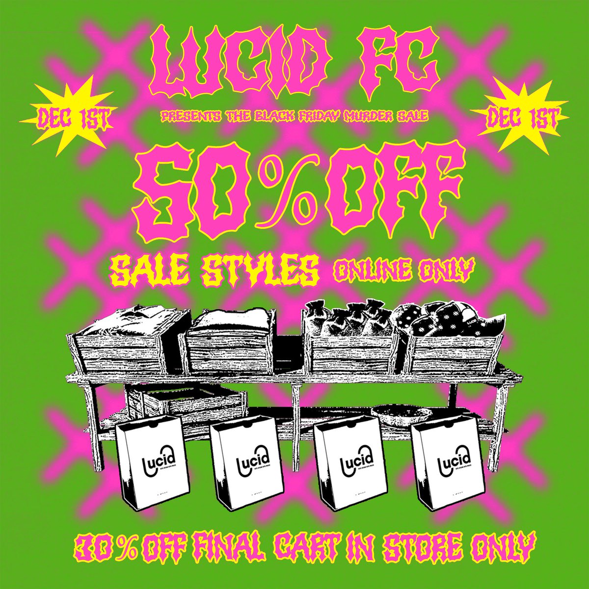 CYBER MONDAY WEEKEND! TAKE 50% OFF ALL ONLINE ORERS TODAY ONLY. NO CODE NEEDED. 
shop.lucidfc.us