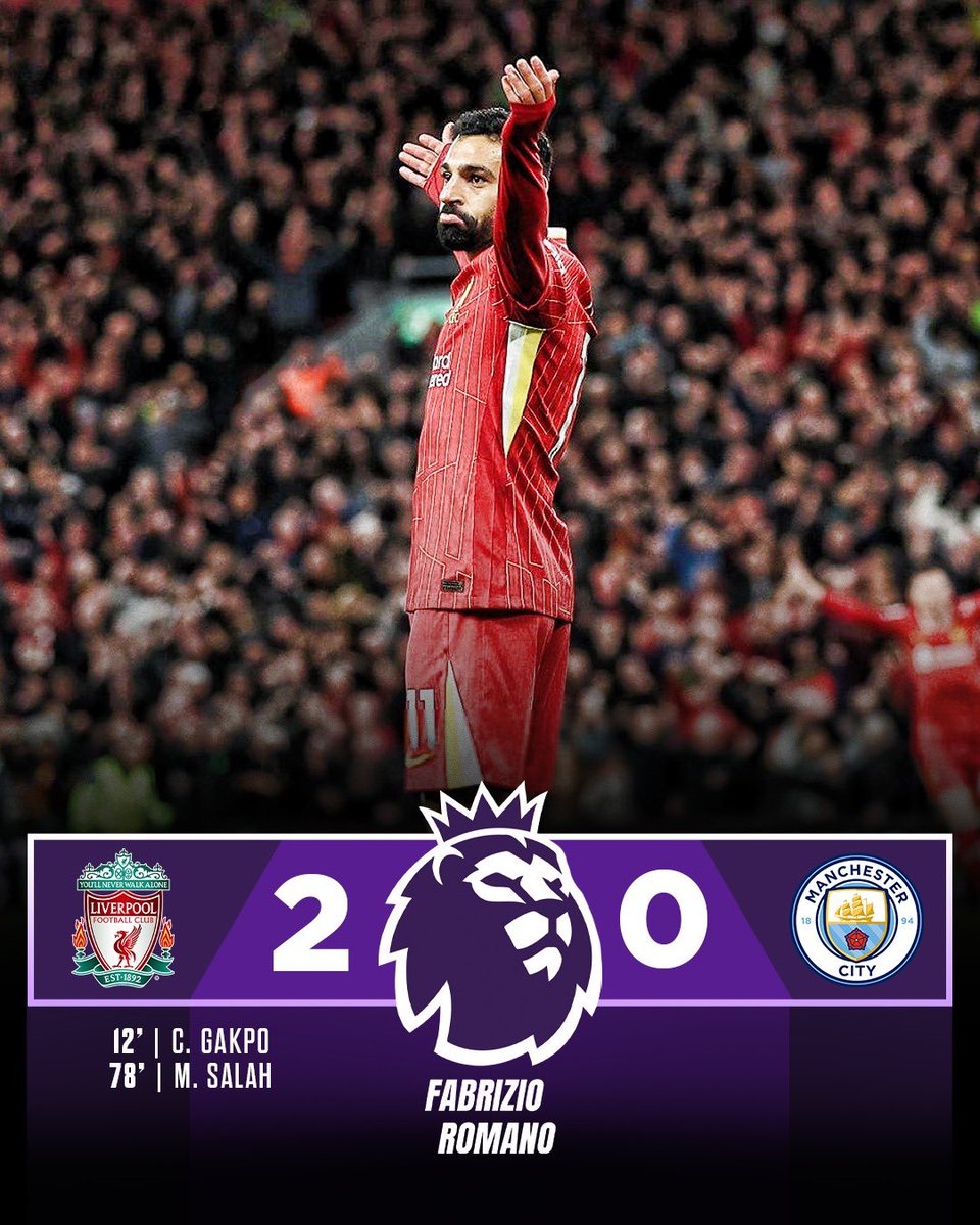 🚨📈 Liverpool go 9 points ahead on top of Premier League table with big win tonight ✨

+11 points on Man City… as Guardiola’s side go into 7 games without wins and 19 goals conceded!