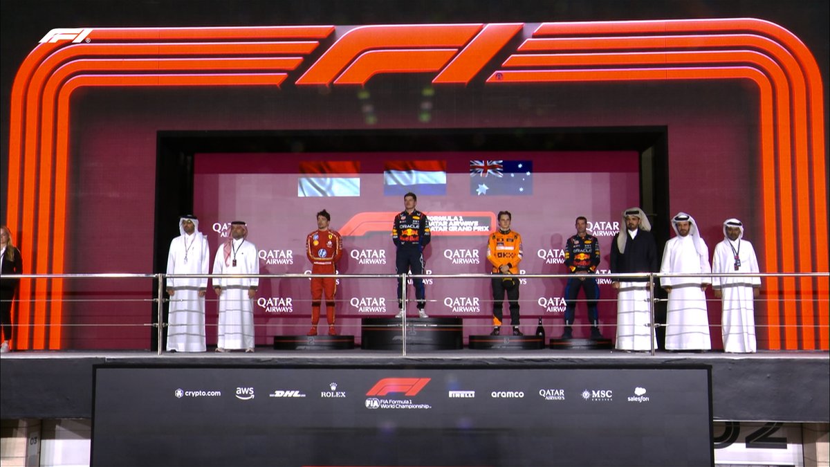 F1's tweet photo. 🥇 Verstappen
🥈 Leclerc
🥉 Piastri

#F1 #QatarGP https://t.co/6tNalhq69q