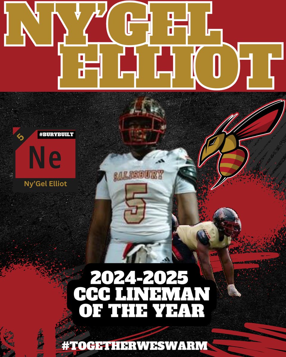 Congratulations to the CCC Lineman of the Year Ny'Gel Elliot! Thank you for your hard work, tenacity, and dedication to the program!