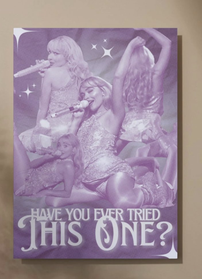 PosterphoriaCo's tweet photo. Sabrina Carpenter "Have you ever tried this one?" Juno Positions Poster https://t.co/ebxaipgpm6 via @Etsy https://t.co/5IUiNkJwqi