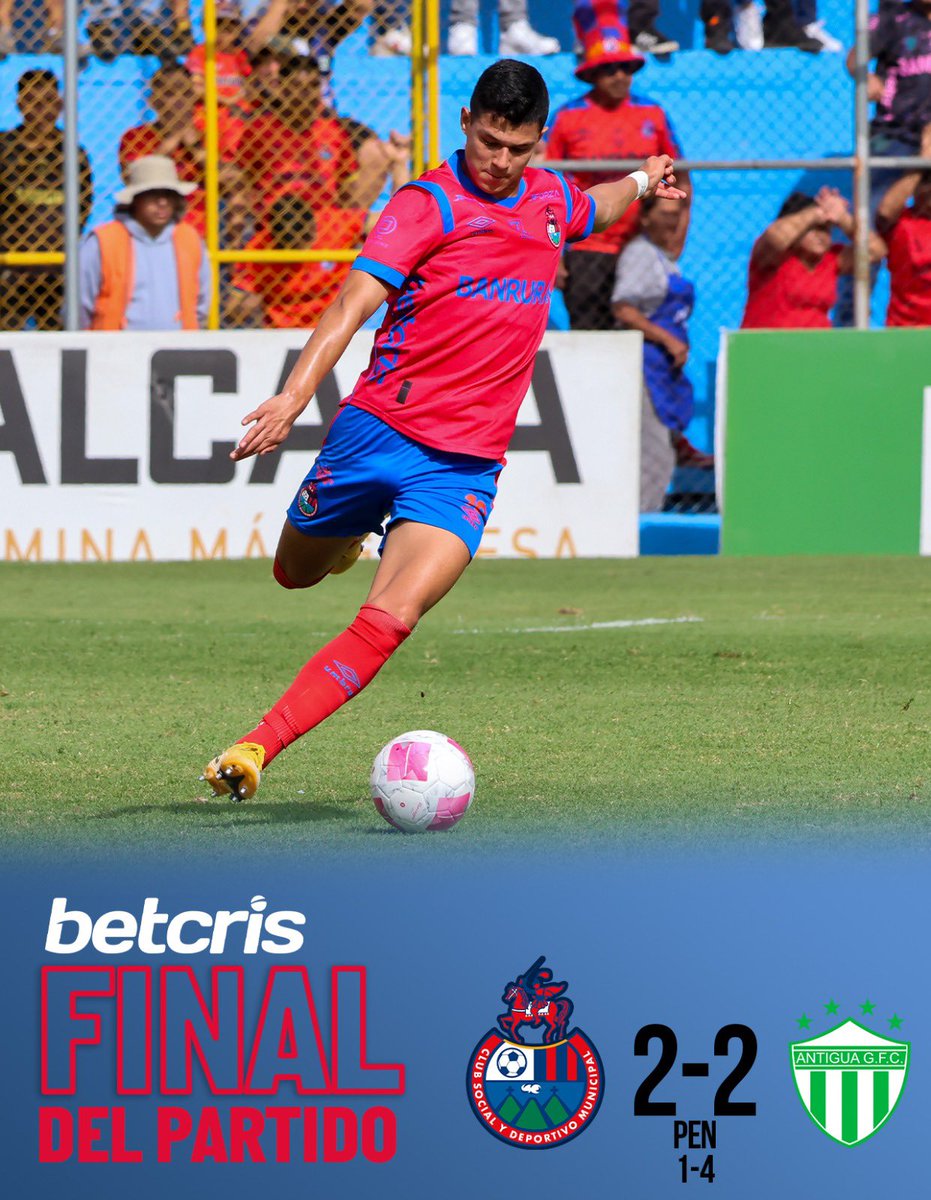 Rojos_Municipal's tweet photo. ¡Finaliza el partido! ⏱️

Municipal cae en la tanda de penales. 

CSD Municipal 😈 2-2 Antigua GFC 🥑

Penales: 1-4 

#SomosMunicipal🔴��� https://t.co/ltdDH0LlD2