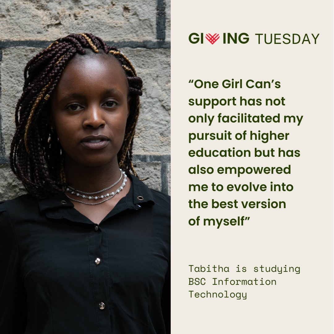 This #GivingTuesday please support girls like Tabitha (BSc Information Technology)

“One Girl Can’s support not only facilitated my pursuit of higher education but empowered me to evolve into the best version of myself” 
onegirlcan.com/donate

 #GenderEquality #OneGirlCan