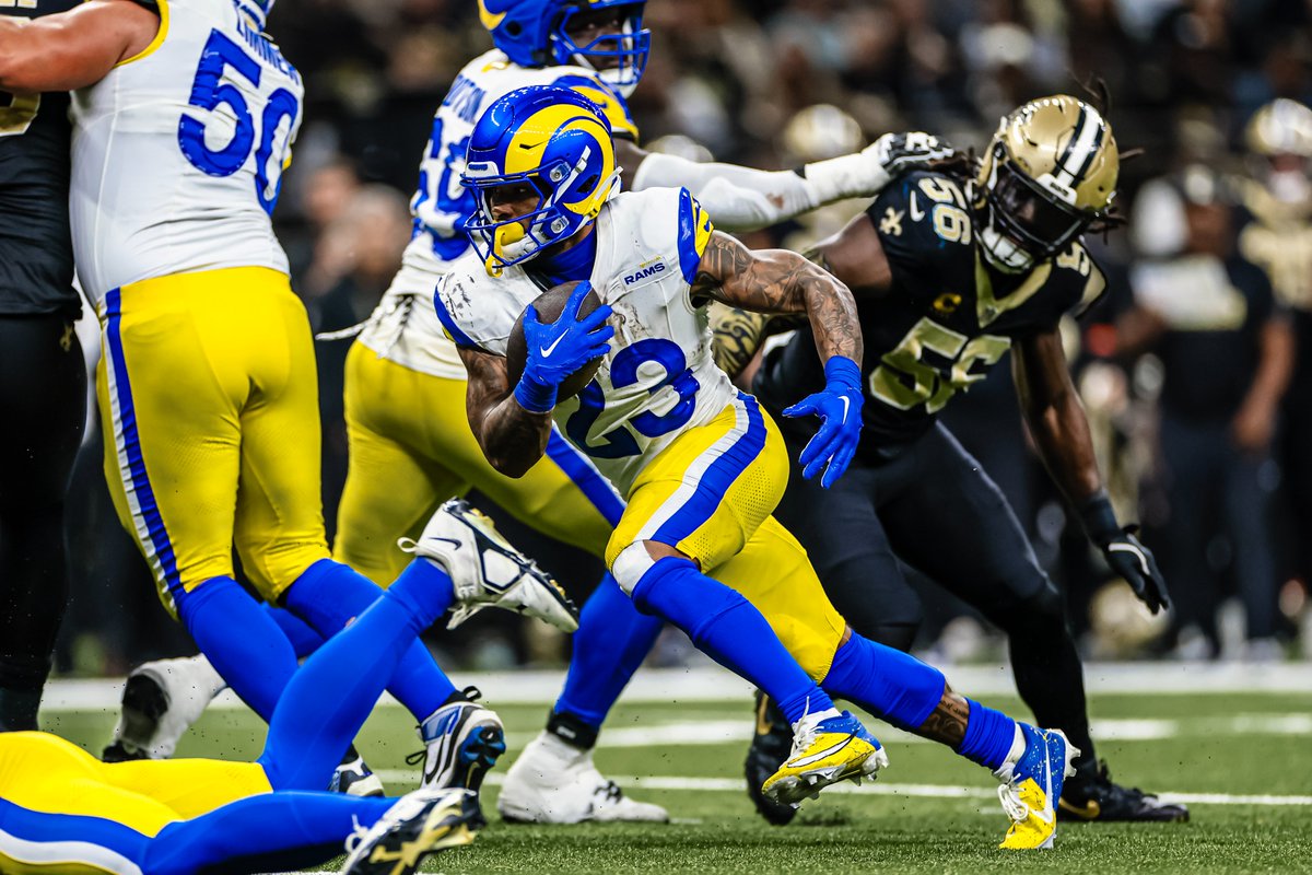 Los Angeles Rams PR (@thelaramspr) on Twitter photo RB Kyren Williams (<a href="/Kyrenwilliams23/">Kyren Williams</a>) recorded his eighth game this season with at least one rushing touchdown, tied for the third-most in the NFL. He trails Derrick Henry (10 games) and David Montgomery (nine games). RB Kyren Williams (<a href="/Kyrenwilliams23/">Kyren Williams</a>) recorded his eighth game this season with at least one rushing touchdown, tied for the third-most in the NFL. He trails Derrick Henry (10 games) and David Montgomery (nine games).