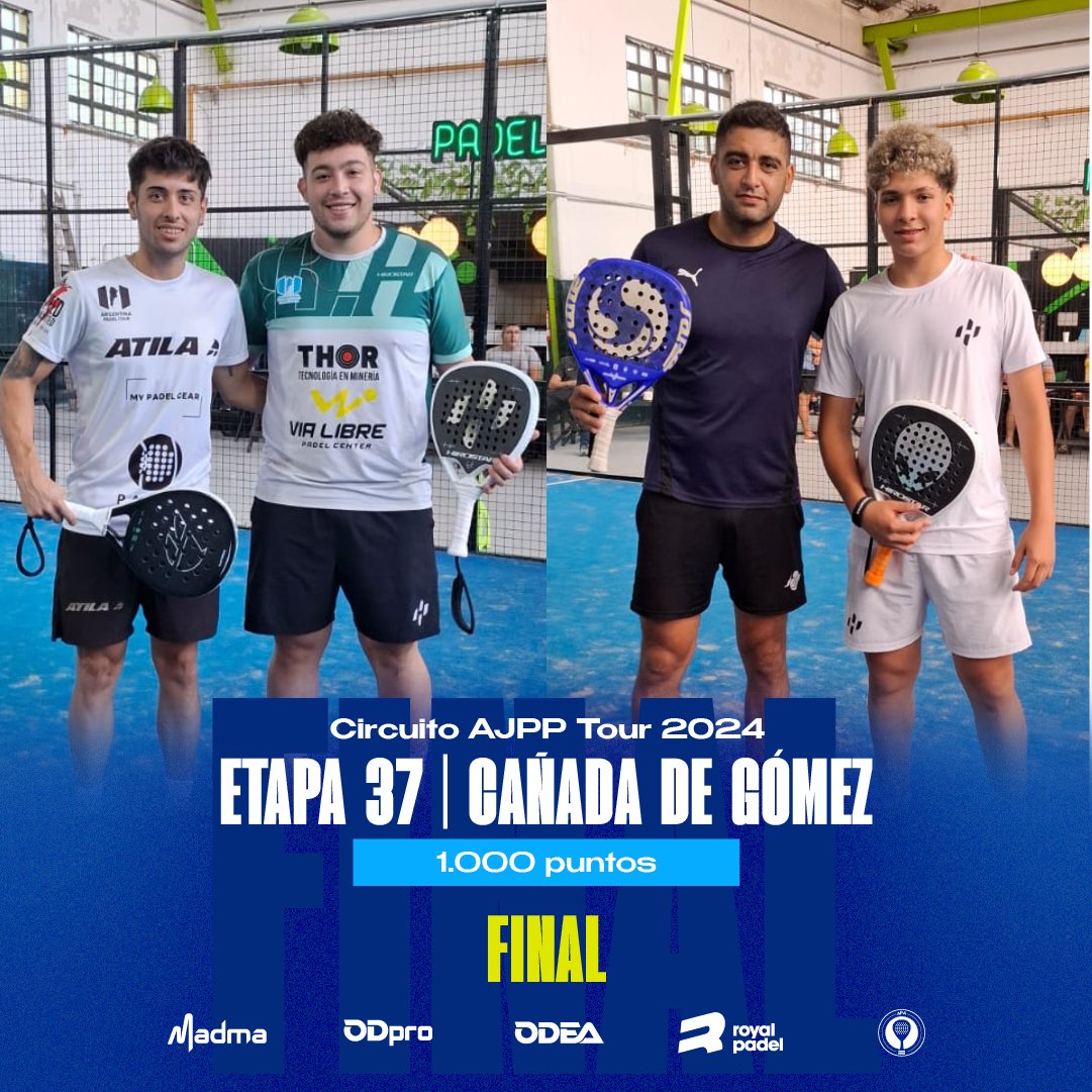 📢 𝙁𝙄𝙉𝘼𝙇 - 𝗘𝘁𝗮𝗽𝗮 3️⃣7️⃣ - 𝗖𝗮ñ𝗮𝗱𝗮 𝗱𝗲 𝗚𝗼𝗺𝗲𝘇 - 𝗦𝗮𝗻𝘁𝗮 𝗳𝗲 🇦🇷

🕗 20:00 hs | S. Solenghi / J. Paez 🆚 N. Buslaiman / N. Díaz

#AJPP1000CañadaDeGomez
<a href="/Padel_APA/">Asociación Pádel Argentino (APA)</a>