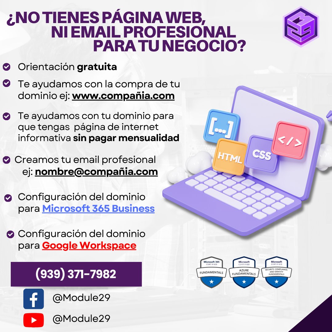 Module29pr's tweet image. 🚨¿Necesitas ayuda con las computadoras de tu casa o negocio? 🚨
💻Reparación de computadoras
📧Email Profesional
🌐Páginas Web sin pagar mensualidades
🛜Redes Wi-Fi
🧰Otros Servicios
Ofrecemos orientación gratuita: module29.net/contact-us
#module29 #computadoras #puertorico