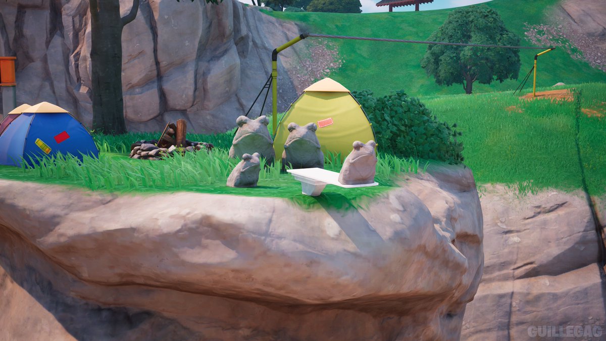 The frog family from Chapter 5 has survived and found its way to this island.