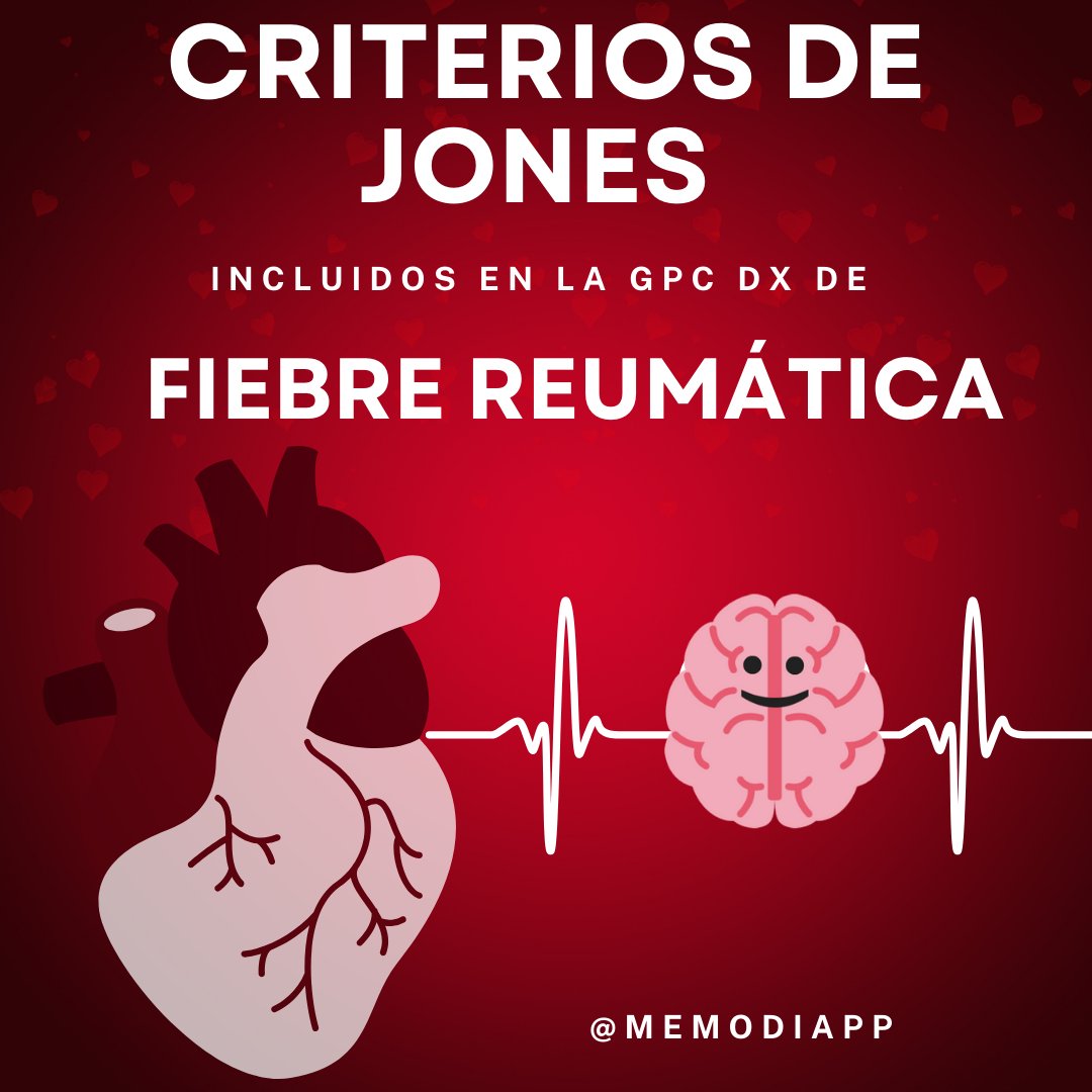 MemodiApp's tweet photo. Los criterios de Jones son útiles para el diagnóstico de fiebre reumática (2 mayores o 1 mayor + 2 menores), a continuación te los presentamos: 

GPC-SS-149-08 https://t.co/7T2HFsMy8Y